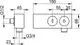 Keuco Armaturenzubehör mit Wandhalter, verchromt. Maße und Anschlüsse sind im technischen Diagramm dargestellt. Funktionen sind für Sanitärinstallationen konzipiert.